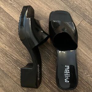 Mad Love Black Jelly Block Heel Mules